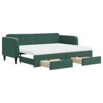 Casa si Gradina - Mobilier - Paturi si accesorii - Paturi - Pat de zi cu extensie si sertare verde inchis 80x200 cm catifea - Infinity.ro