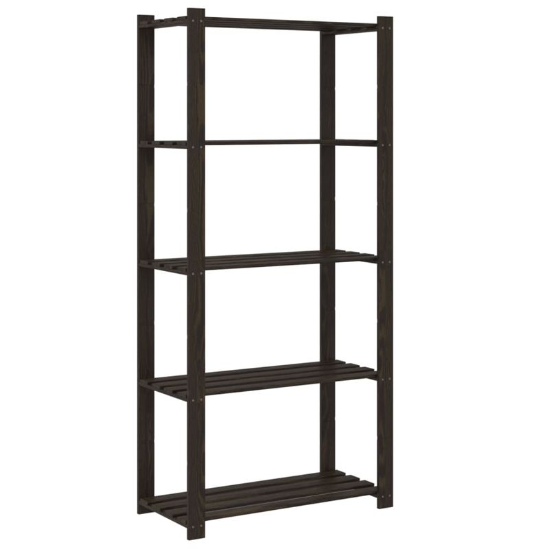Casa si Gradina - Mobilier - Biblioteci si rafturi - Rafturi - Suport depozitare 5 niveluri negru 80x38x170 cm lemn masiv pin - Infinity.ro
