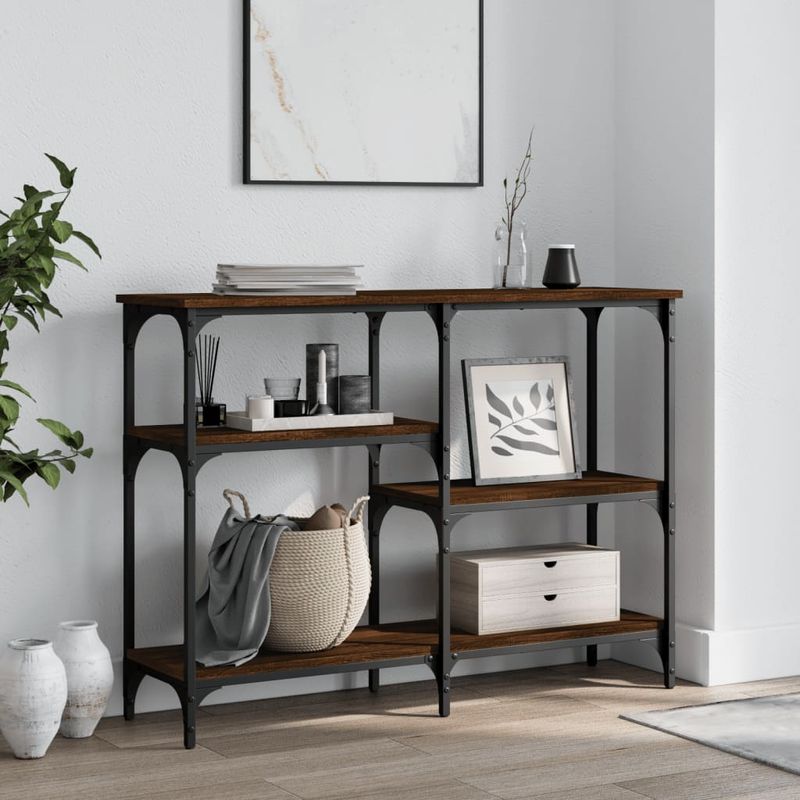 Casa si Gradina - Mobilier - Comode si corpuri - Console - Masuta consola, stejar maro, 102x29x75 cm, lemn prelucrat - Infinity.ro