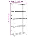 Casa si Gradina - Mobilier - Biblioteci si rafturi - Rafturi - Suport depozitare 5 niveluri negru 80x38x170 cm lemn masiv pin - Infinity.ro