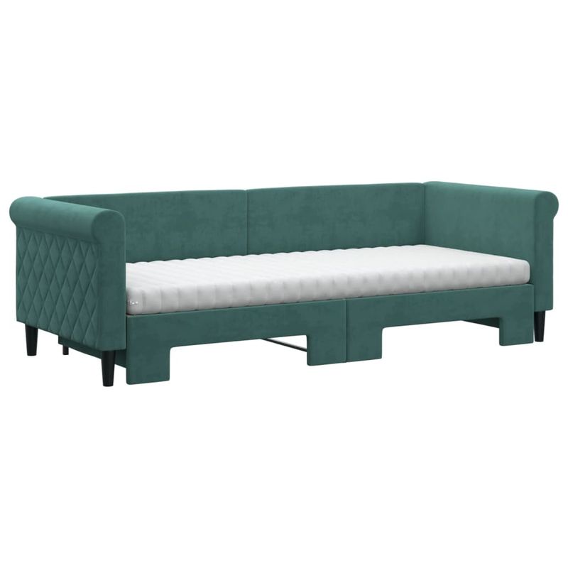 Casa si Gradina - Mobilier - Paturi si accesorii - Paturi - Pat de zi cu extensie si saltele verde inchis 80x200 cm catifea - Infinity.ro