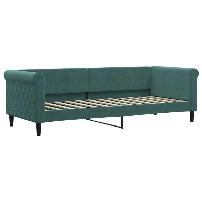 Casa si Gradina - Mobilier - Paturi si accesorii - Paturi - Pat de zi cu extensie si saltele verde inchis 80x200 cm catifea - Infinity.ro
