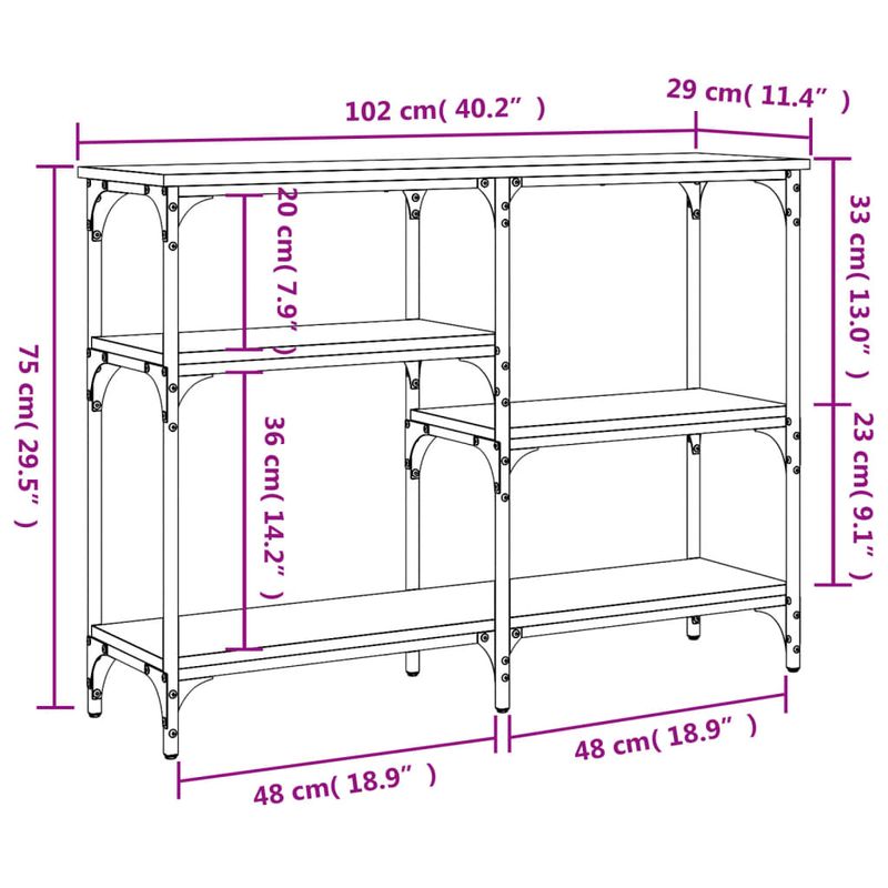 Casa si Gradina - Mobilier - Comode si corpuri - Console - Masuta consola, stejar maro, 102x29x75 cm, lemn prelucrat - Infinity.ro