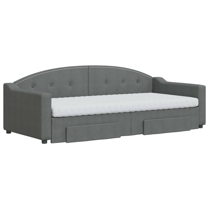 Casa si Gradina - Mobilier - Paturi si accesorii - Paturi - Pat de zi cu extensie si sertare, gri inchis, 90x200 cm textil - Infinity.ro