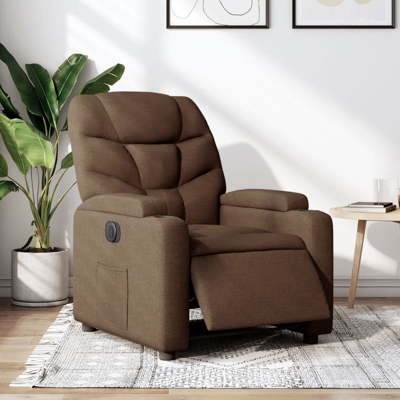 Casa si Gradina - Mobilier - Scaune si fotolii - Fotolii - Fotoliu rabatabil electric, maro, material textil - Infinity.ro