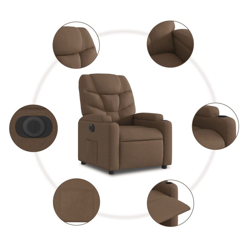 Casa si Gradina - Mobilier - Scaune si fotolii - Fotolii - Fotoliu rabatabil electric, maro, material textil - Infinity.ro
