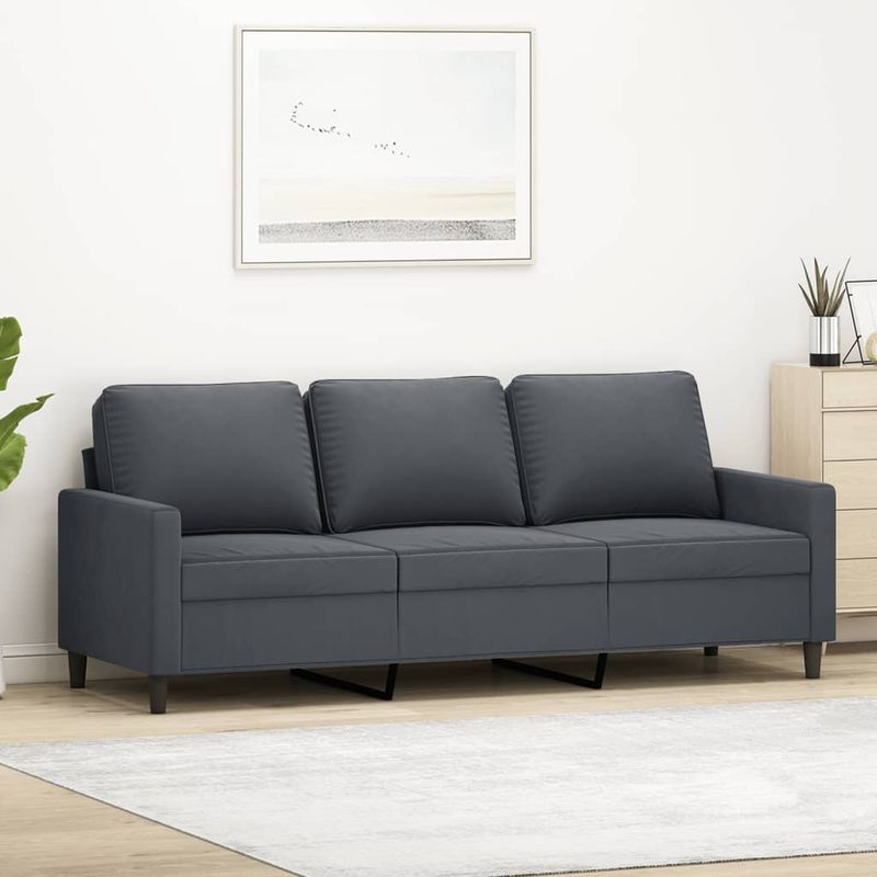 Casa si Gradina - Mobilier - Canapele si coltare - Canapele - Canapea cu 3 locuri, gri inchis, 180 cm, material catifea - Infinity.ro