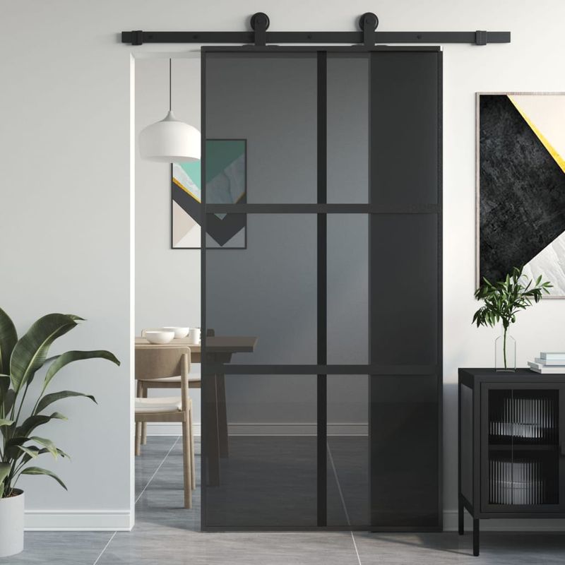 Casa si Gradina - Constructii - Usi interior, exterior si garaj - Usi interior - Usa glisanta, negru, 102,5x205 cm, sticla securizata/aluminiu - Infinity.ro