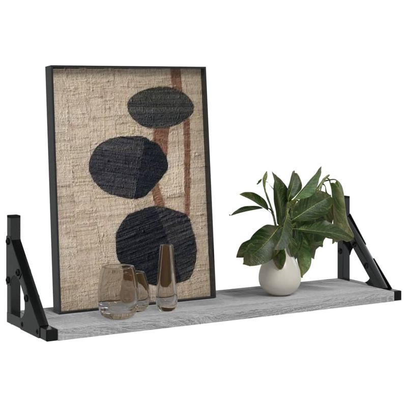 Casa si Gradina - Mobilier - Biblioteci si rafturi - Rafturi - Rafturi de perete, 2 buc., sonoma gri, 60x15x15,5 cm - Infinity.ro