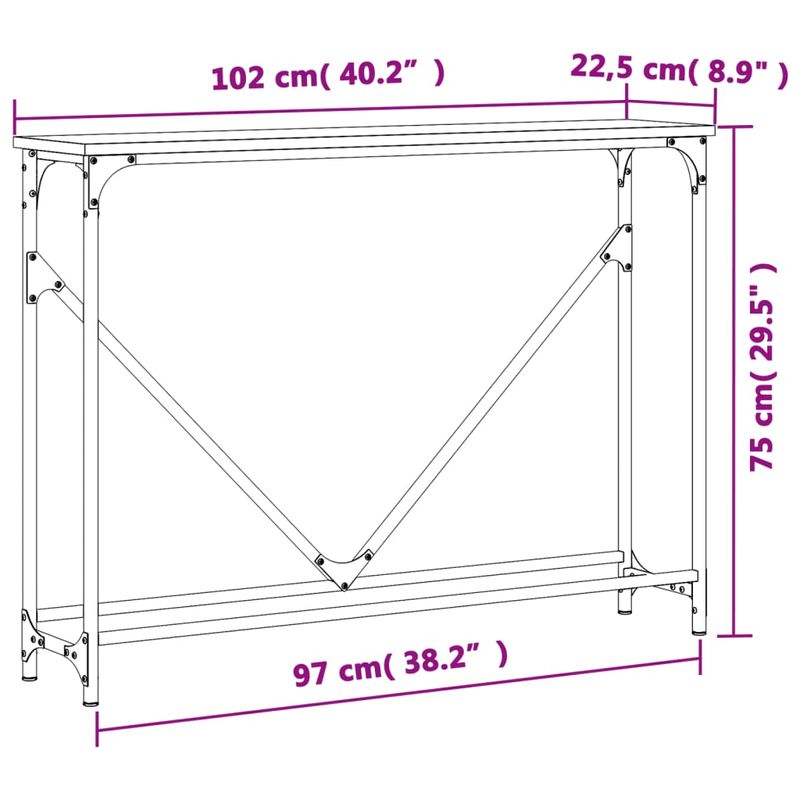 Casa si Gradina - Mobilier - Comode si corpuri - Console - Masuta consola, stejar maro, 102x22,5x75 cm, lemn prelucrat - Infinity.ro