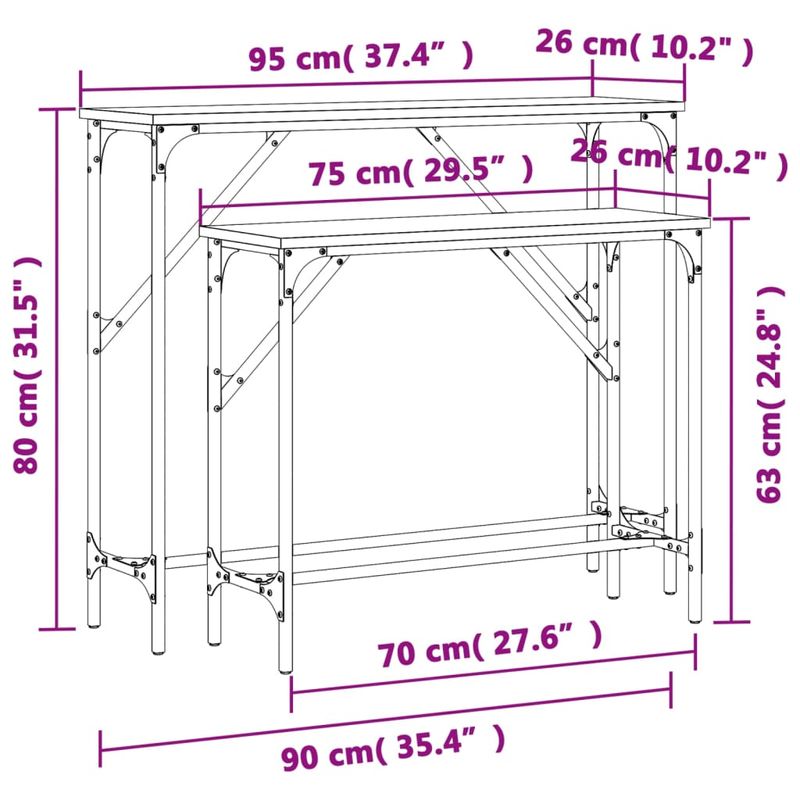 Casa si Gradina - Mobilier - Mese si birouri - Mese living - Masute console, 2 buc., stejar sonoma, lemn compozit - Infinity.ro