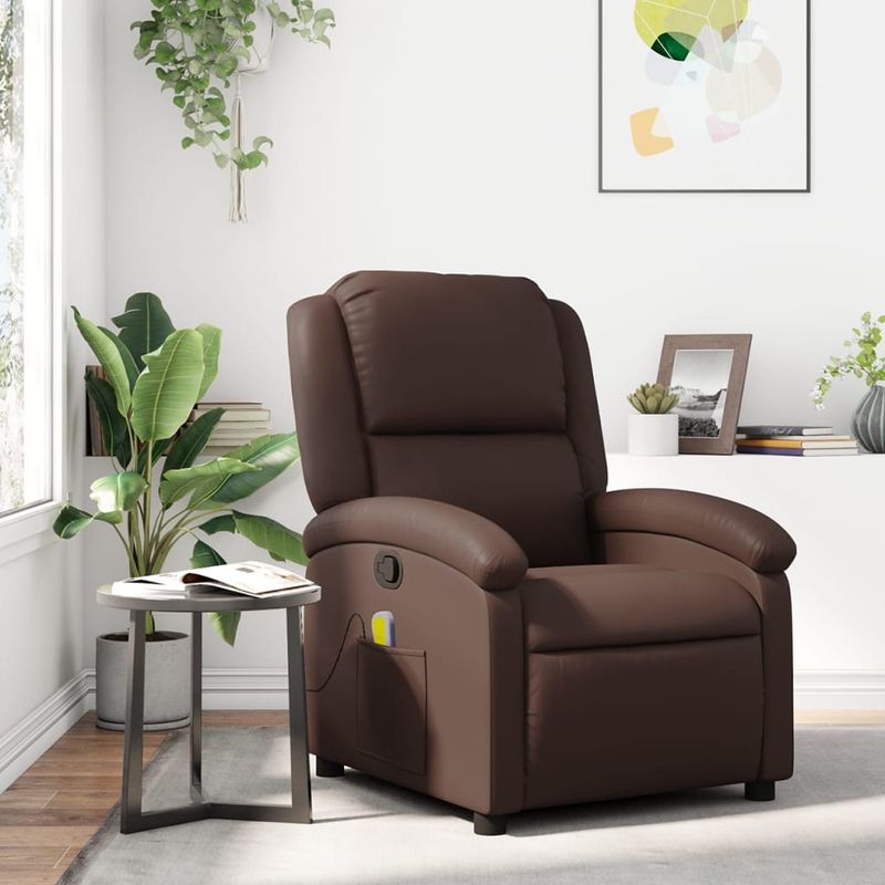 Ingrijire personala si Cosmetice - Sanatate si wellness - Articole wellness - Fotolii de masaj - Fotoliu de masaj rabatabil, maro, piele ecologica - Infinity.ro