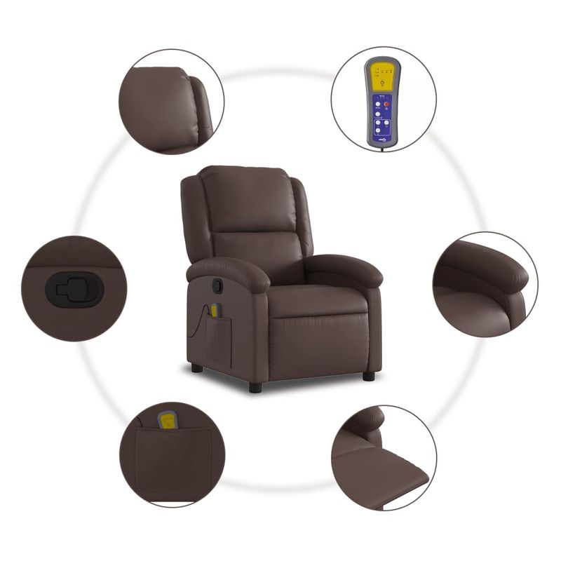Ingrijire personala si Cosmetice - Sanatate si wellness - Articole wellness - Fotolii de masaj - Fotoliu de masaj rabatabil, maro, piele ecologica - Infinity.ro