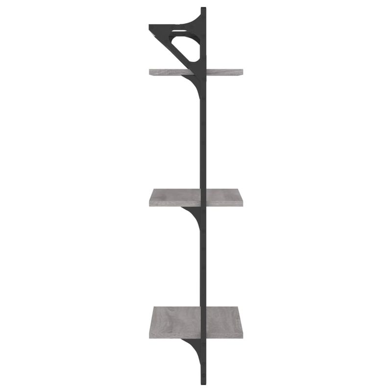 Casa si Gradina - Mobilier - Biblioteci si rafturi - Rafturi - Rafturi perete 3 niveluri cu bare 2 buc. gri sonoma 30x25x100cm - Infinity.ro