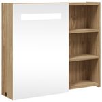 Casa si Gradina - Mobilier - Mobilier baie - Corpuri baie - Dulap cu oglinda de baie cu LED, stejar deschis, 60x13x52 cm - Infinity.ro