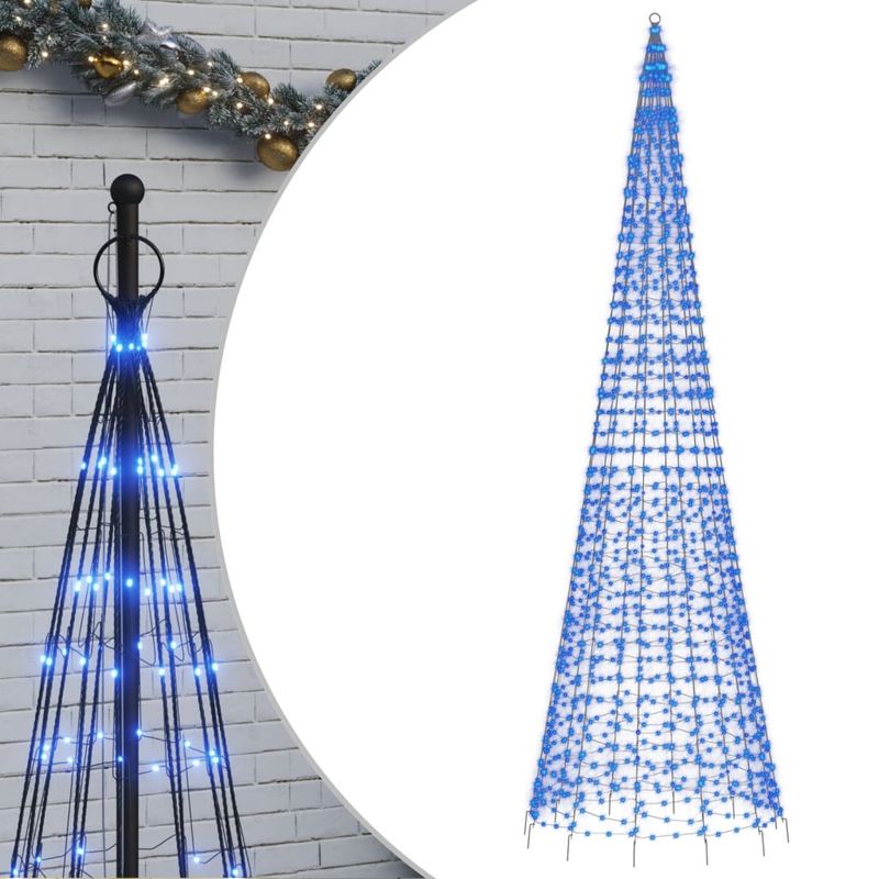 Casa si Gradina - Decoratiuni - Decoratiuni de sezon - Lumina brad de Craciun pe catarg 1534 LED-uri albastru 500 cm - Infinity.ro