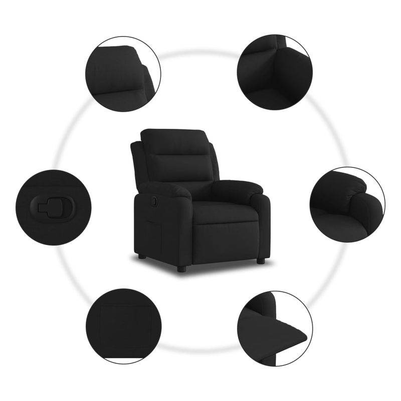 Casa si Gradina - Mobilier - Scaune si fotolii - Fotolii - Fotoliu rabatabil, negru, material textil - Infinity.ro