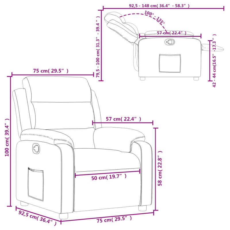 Casa si Gradina - Mobilier - Scaune si fotolii - Fotolii - Fotoliu rabatabil, negru, material textil - Infinity.ro