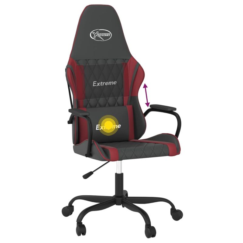 PC, gaming si accesorii - Gaming - Accesorii gaming - Scaune gaming - Scaun de gaming de masaj, negru si rosu vin, piele ecologica - Infinity.ro