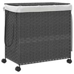 Market - Spalare si intretinere rufe - Uscatoare de rufe si accesorii - Cos de rufe cu roti, gri, 60x35x60,5 cm, ratan - Infinity.ro