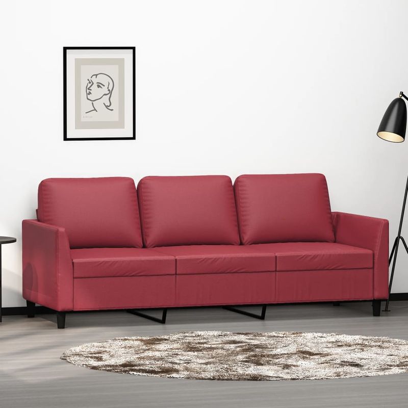 Casa si Gradina - Mobilier - Canapele si coltare - Canapele - Canapea cu 3 locuri, rosu vin, 180 cm, piele ecologica - Infinity.ro
