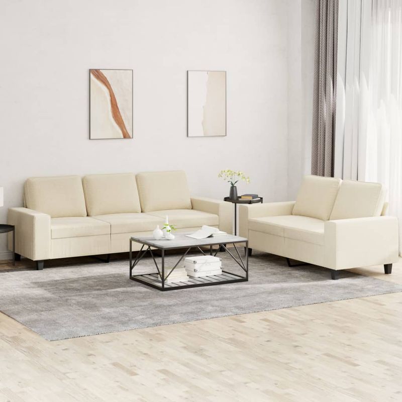 Casa si Gradina - Mobilier - Seturi de mobilier - Seturi living - Set de canapele, 2 piese, crem, material textil - Infinity.ro