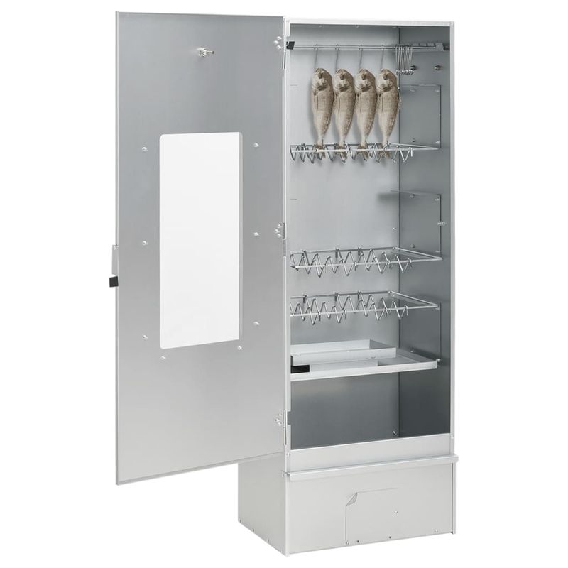 Casa si Gradina - Gradina si terasa - Gratare si accesorii - Gratare de gradina - Afumatoare cuptor/gratar, generator fum rece, otel galvanizat, mărime 44.5x29x110 cm (35x20.5x4.5 cm), model cu fereastră - Infinity.ro
