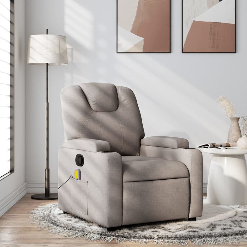 Ingrijire personala si Cosmetice - Sanatate si wellness - Articole wellness - Fotolii de masaj - Fotoliu de masaj rabatabil, gri taupe, material textil - Infinity.ro