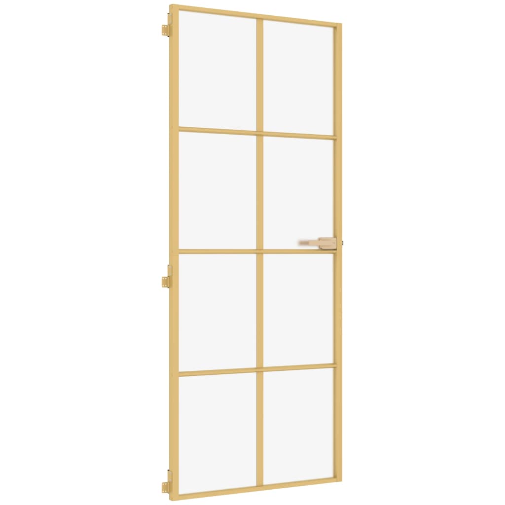 Usa de interior Slim auriu 83x201,5cm sticla temperata/aluminiu, auriu și mat, model 4x2 grilaje