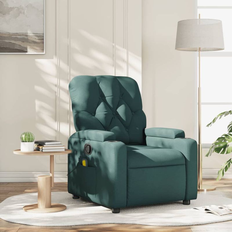 Ingrijire personala si Cosmetice - Sanatate si wellness - Articole wellness - Fotolii de masaj - Fotoliu de masaj rabatabil, verde inchis, material textil - Infinity.ro