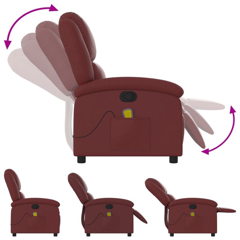 Ingrijire personala si Cosmetice - Sanatate si wellness - Articole wellness - Fotolii de masaj - Fotoliu de masaj rabatabil, rosu vin, piele ecologica - Infinity.ro