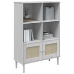 Casa si Gradina - Mobilier - Biblioteci si rafturi - Biblioteci - Biblioteca SENJA, aspect ratan alb, 90x35x130 cm lemn masiv pin - Infinity.ro
