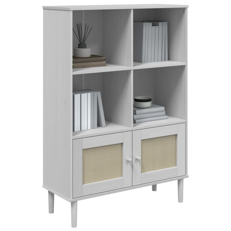 Casa si Gradina - Mobilier - Biblioteci si rafturi - Biblioteci - Biblioteca SENJA, aspect ratan alb, 90x35x130 cm lemn masiv pin - Infinity.ro