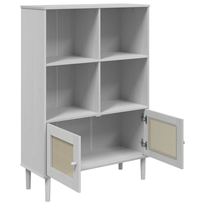 Casa si Gradina - Mobilier - Biblioteci si rafturi - Biblioteci - Biblioteca SENJA, aspect ratan alb, 90x35x130 cm lemn masiv pin - Infinity.ro