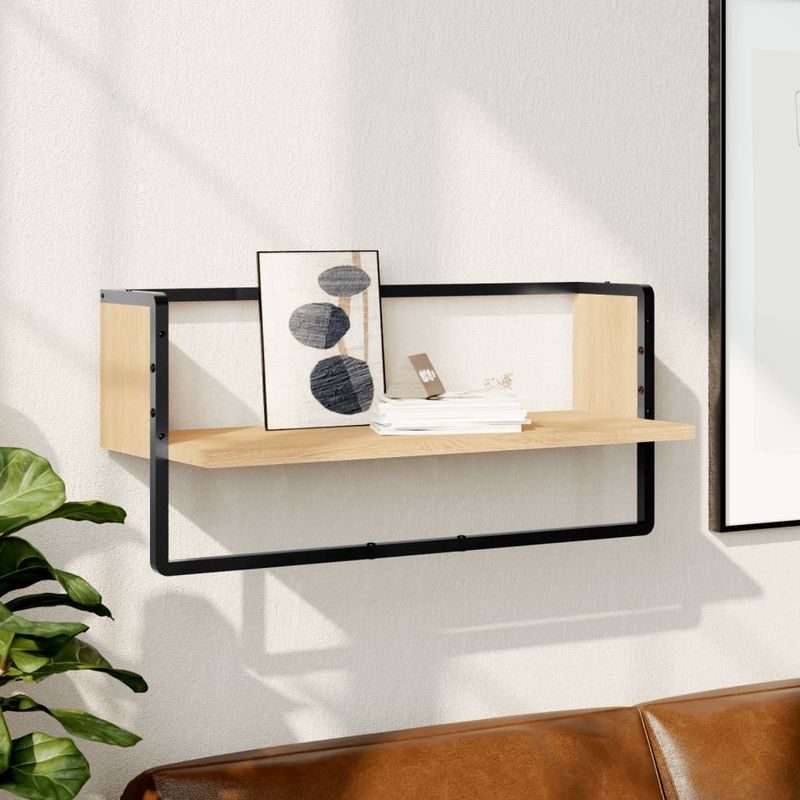 Casa si Gradina - Mobilier - Biblioteci si rafturi - Rafturi - Raft de perete cu bara, stejar sonoma, 65x25x30 cm - Infinity.ro