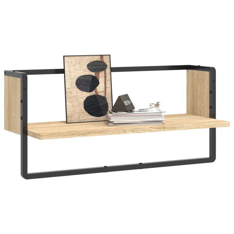 Casa si Gradina - Mobilier - Biblioteci si rafturi - Rafturi - Raft de perete cu bara, stejar sonoma, 65x25x30 cm - Infinity.ro