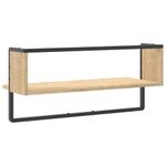 Casa si Gradina - Mobilier - Biblioteci si rafturi - Rafturi - Raft de perete cu bara, stejar sonoma, 65x25x30 cm - Infinity.ro