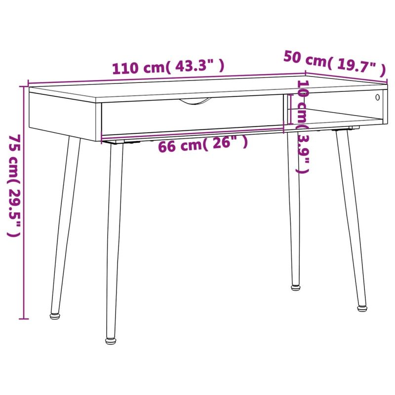 Casa si Gradina - Mobilier - Mese si birouri - Birouri - Birou de computer cu sertar, maro, 110x50x75 cm, lemn prelucrat - Infinity.ro