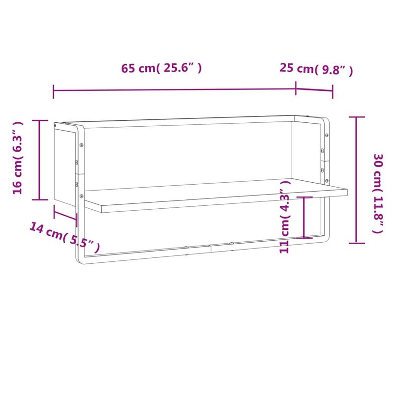Casa si Gradina - Mobilier - Biblioteci si rafturi - Rafturi - Raft de perete cu bara, stejar sonoma, 65x25x30 cm - Infinity.ro