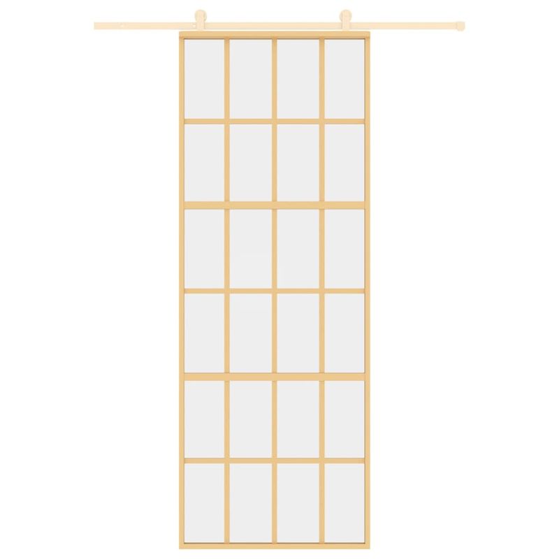 Casa si Gradina - Constructii - Usi interior, exterior si garaj - Usi garaj - Usa glisanta auriu 76x205 cm sticla ESG transparenta/aluminiu - Infinity.ro