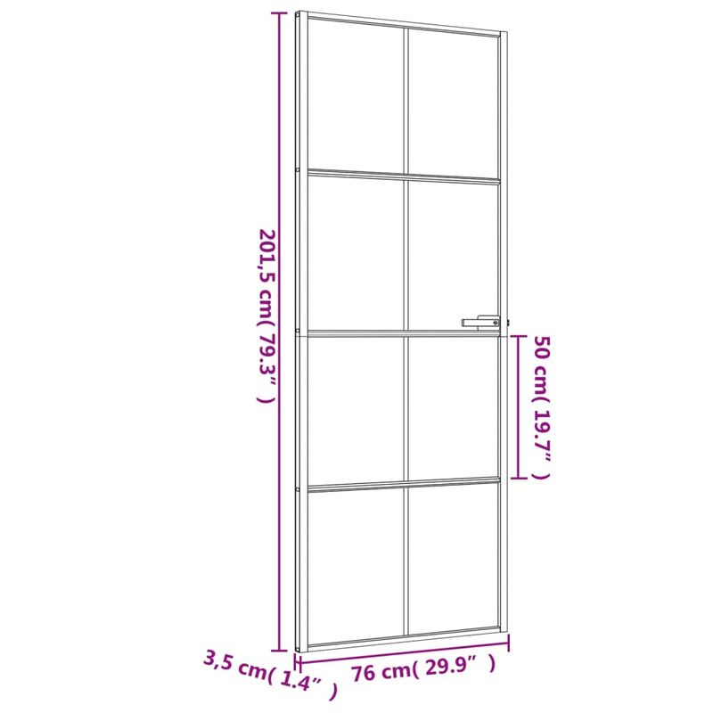 Casa si Gradina - Constructii - Usi interior, exterior si garaj - Usi interior - Usa de interior negru 76x201,5 cm sticla securiz./aluminiu slim, negru și transparent și mat, model 4x2 grilaje - Infinity.ro