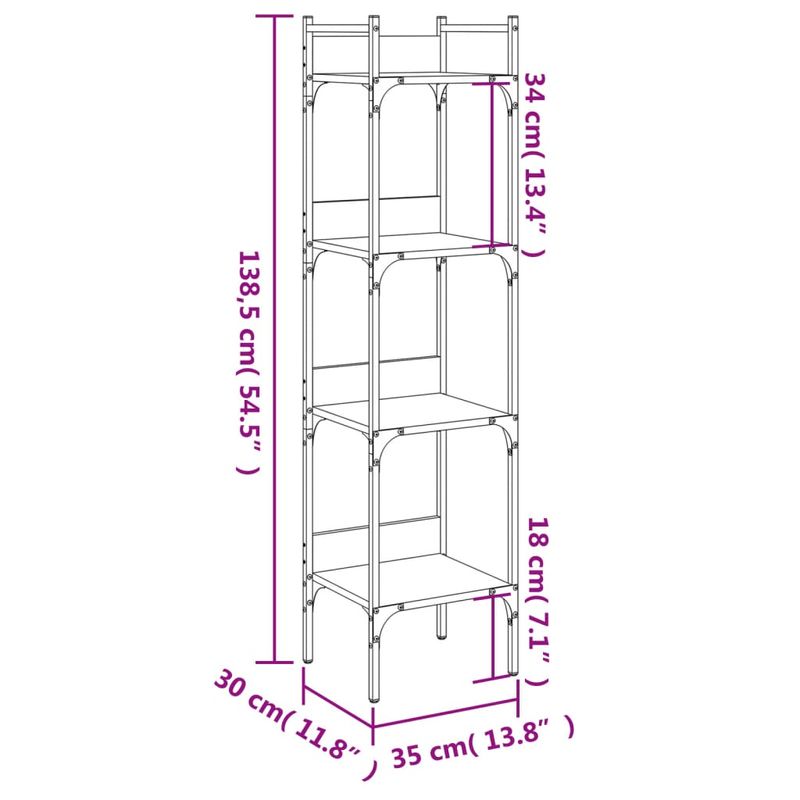 Casa si Gradina - Mobilier - Biblioteci si rafturi - Biblioteci - Biblioteca 4 niveluri stejar maro 35x30x138,5 cm lemn prelucrat - Infinity.ro