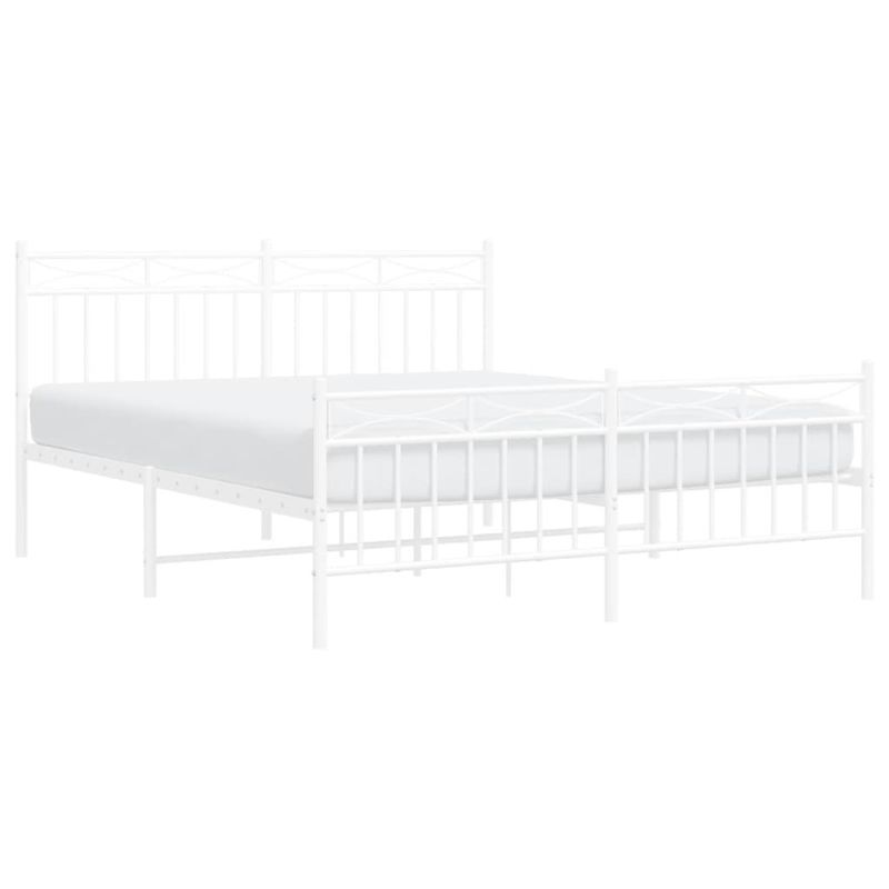Casa si Gradina - Mobilier - Paturi si accesorii - Paturi - Cadru de pat metalic cu tablie, alb, 150x200 cm - Infinity.ro