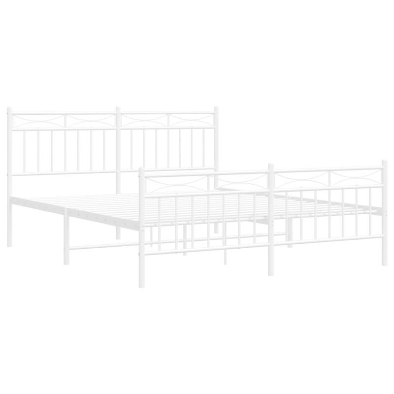 Casa si Gradina - Mobilier - Paturi si accesorii - Paturi - Cadru de pat metalic cu tablie, alb, 150x200 cm - Infinity.ro