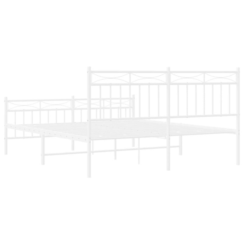 Casa si Gradina - Mobilier - Paturi si accesorii - Paturi - Cadru de pat metalic cu tablie, alb, 150x200 cm - Infinity.ro