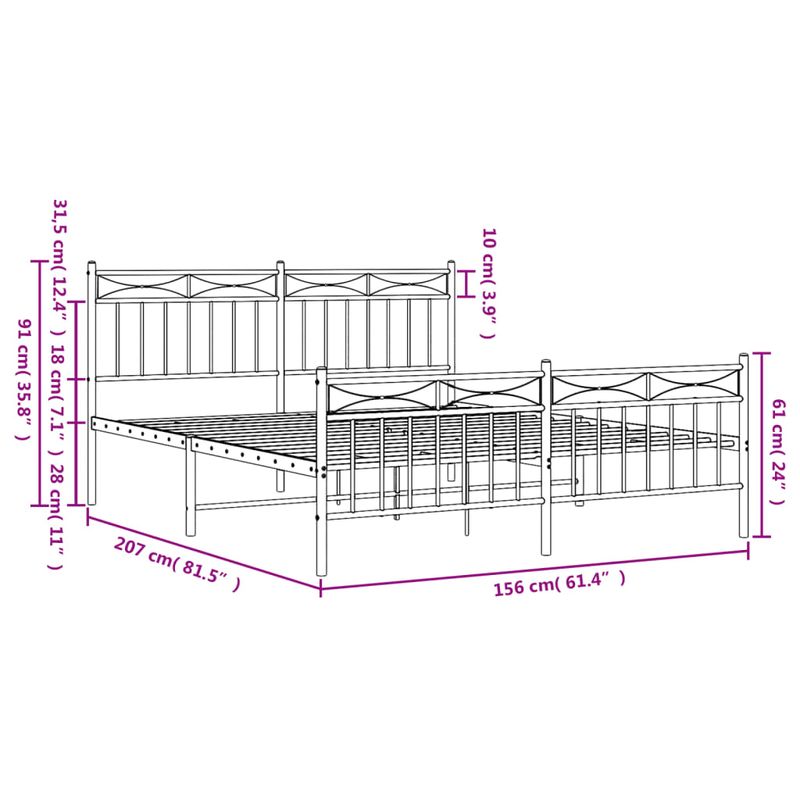 Casa si Gradina - Mobilier - Paturi si accesorii - Paturi - Cadru de pat metalic cu tablie, alb, 150x200 cm - Infinity.ro