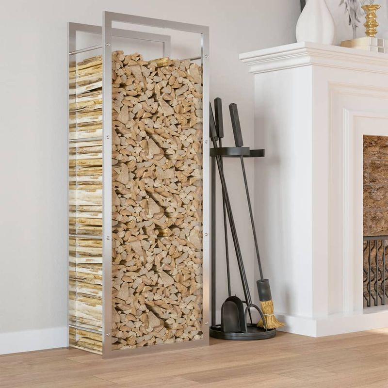 Casa si Gradina - Termice - Sobe, Seminee si accesorii - Accesorii seminee si sobe - Suport pentru lemne de foc, 50x28x132 cm, otel inoxidabil - Infinity.ro