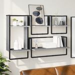Casa si Gradina - Mobilier - Biblioteci si rafturi - Rafturi - Set rafturi perete cu bare, 4 buc., gri sonoma, lemn prelucrat - Infinity.ro
