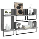 Casa si Gradina - Mobilier - Biblioteci si rafturi - Rafturi - Set rafturi perete cu bare, 4 buc., gri sonoma, lemn prelucrat - Infinity.ro