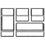 Casa si Gradina - Mobilier - Biblioteci si rafturi - Rafturi - Set rafturi perete cu bare, 4 buc., gri sonoma, lemn prelucrat - Infinity.ro